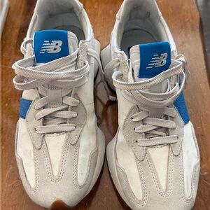 New Balance 327 White and Blue Athletic Sneakers